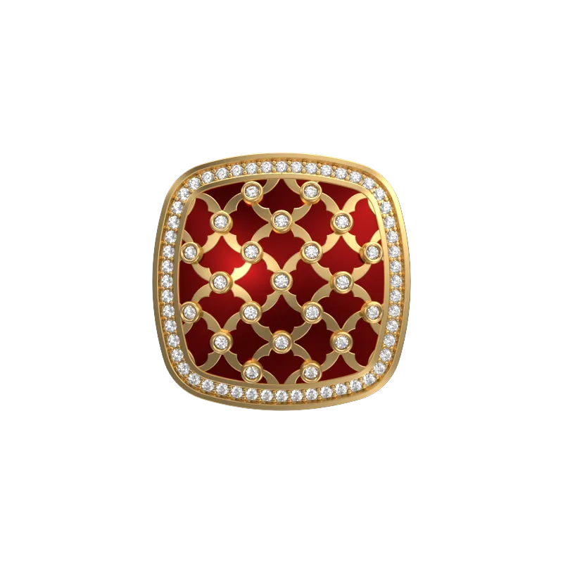 Enchanted Luxe, Classic Cufflink Set with CZ Diamonds, 18kt Gold Plating and Enamel on Brass.