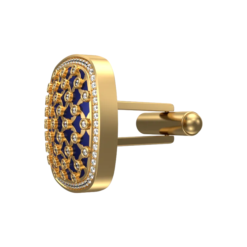 Enchanted Luxe, Classic Cufflink Set with CZ Diamonds, 18kt Gold Plating and Enamel on Brass.