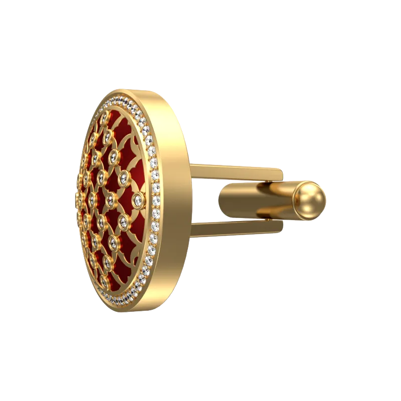 Enchanted Luxe, Classic Cufflink Set with CZ Diamonds, 18kt Gold Plating and Enamel on Brass.