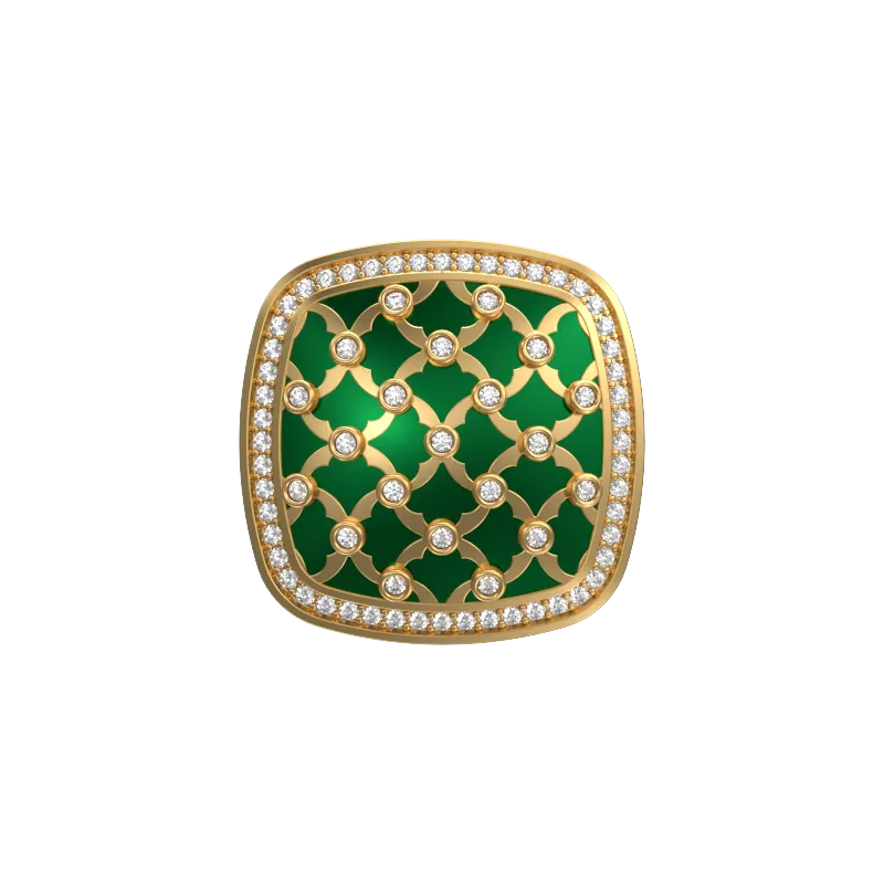 Enchanted Luxe, Classic Cufflink Set with CZ Diamonds, 18kt Gold Plating and Enamel on Brass.