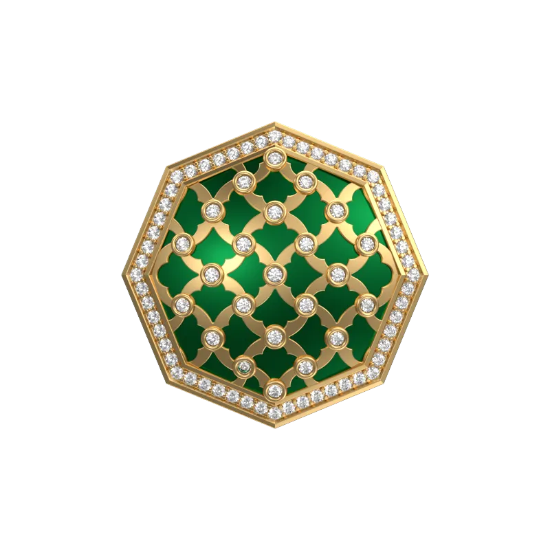 Enchanted Luxe, Classic Cufflink Set with CZ Diamonds, 18kt Gold Plating and Enamel on Brass.