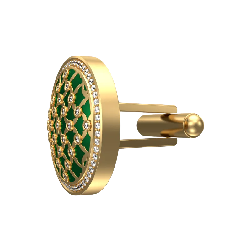 Enchanted Luxe, Classic Cufflink Set with CZ Diamonds, 18kt Gold Plating and Enamel on Brass.