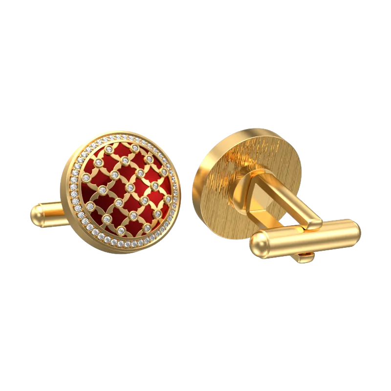 Enchanted Luxe, Classic Cufflink Set with CZ Diamonds, 18kt Gold Plating and Enamel on Brass.