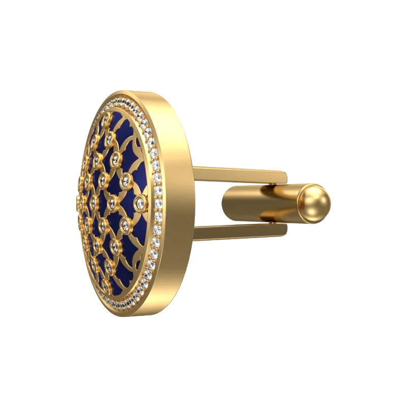 Enchanted Luxe, Classic Cufflink Set with CZ Diamonds, 18kt Gold Plating and Enamel on Brass.