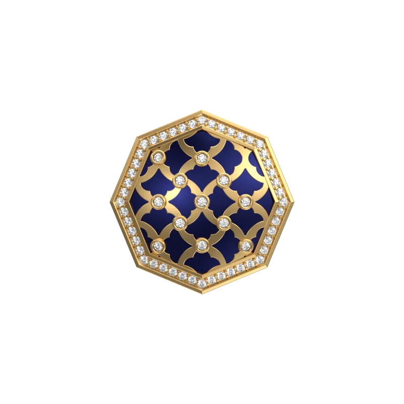 Enchanted Luxe, Classic Cufflink Set with CZ Diamonds, 18kt Gold Plating and Enamel on Brass.