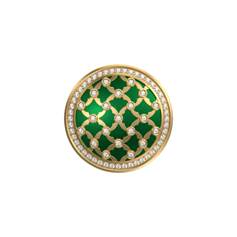 Enchanted Luxe, Classic Cufflink Set with CZ Diamonds, 18kt Gold Plating and Enamel on Brass.