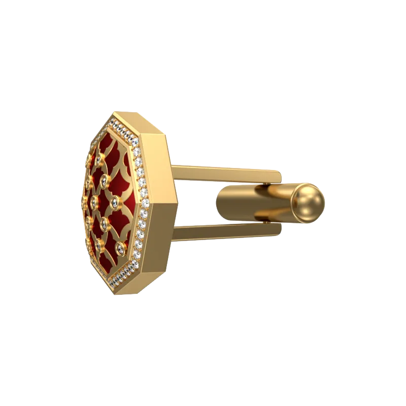 Enchanted Luxe, Classic Cufflink Set with CZ Diamonds, 18kt Gold Plating and Enamel on Brass.
