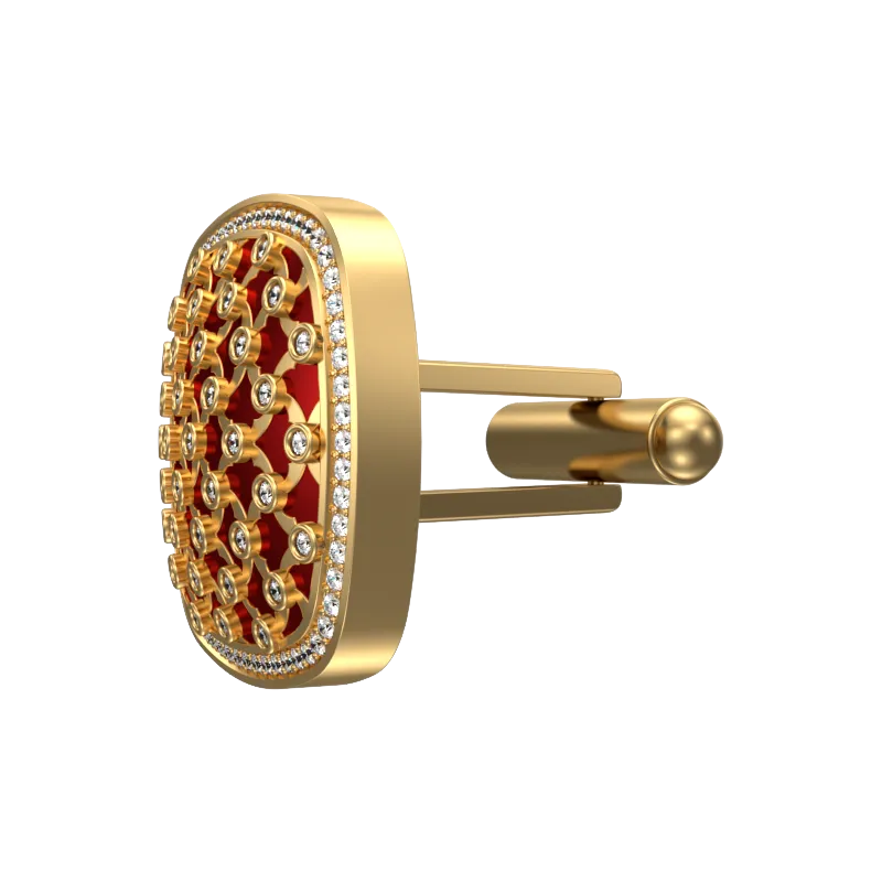 Enchanted Luxe, Classic Cufflink Set with CZ Diamonds, 18kt Gold Plating and Enamel on Brass.