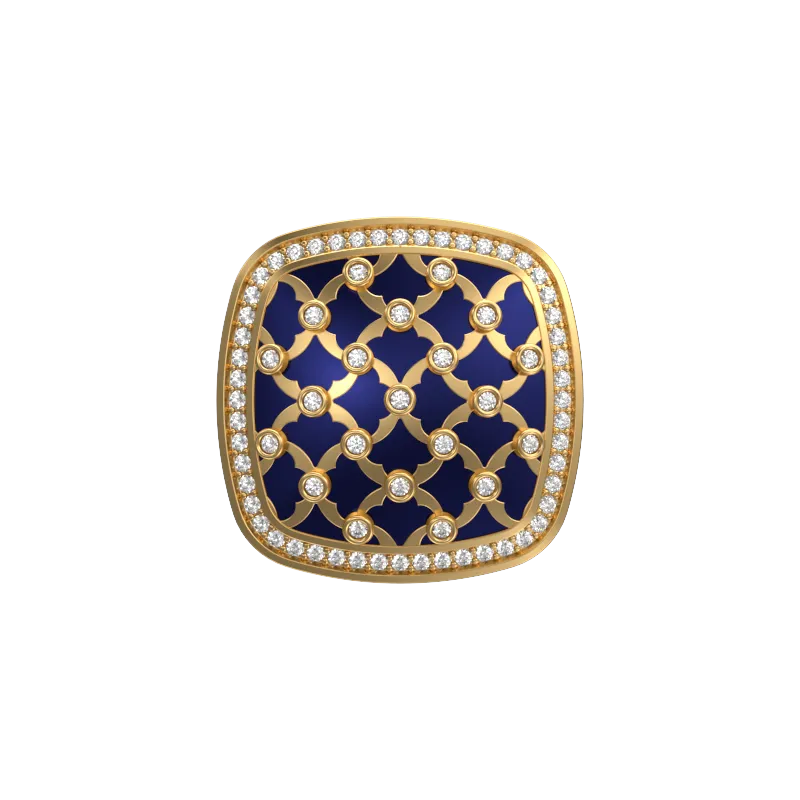 Enchanted Luxe, Classic Cufflink Set with CZ Diamonds, 18kt Gold Plating and Enamel on Brass.