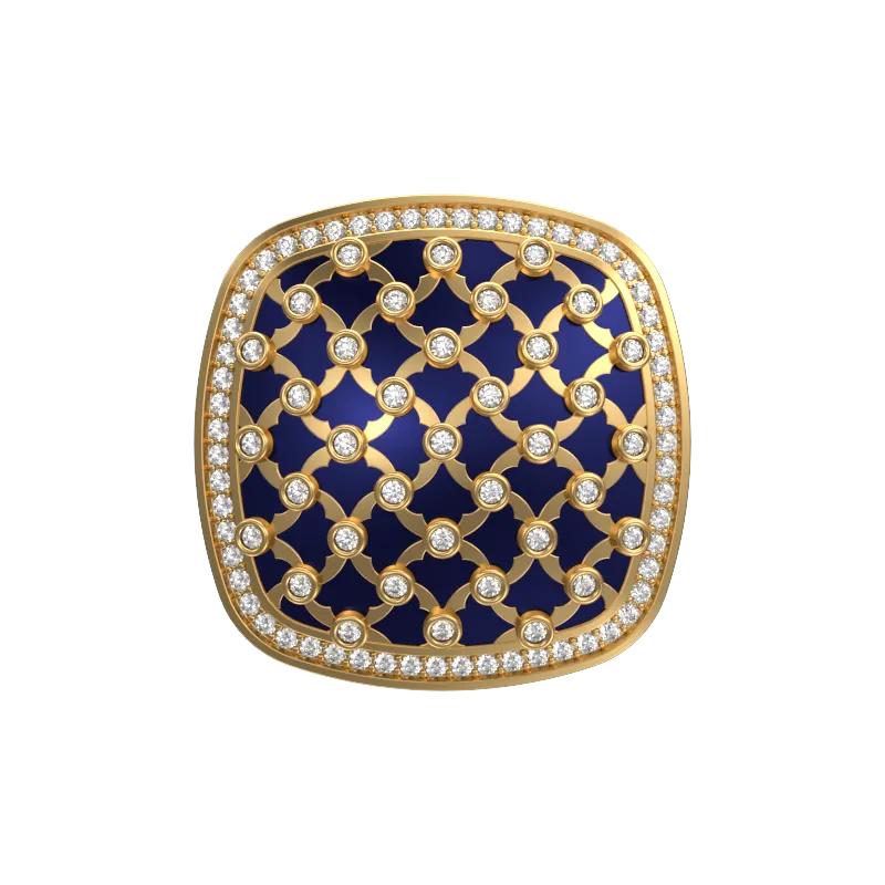Enchanted Luxe, Classic Cufflink Set with CZ Diamonds, 18kt Gold Plating and Enamel on Brass.