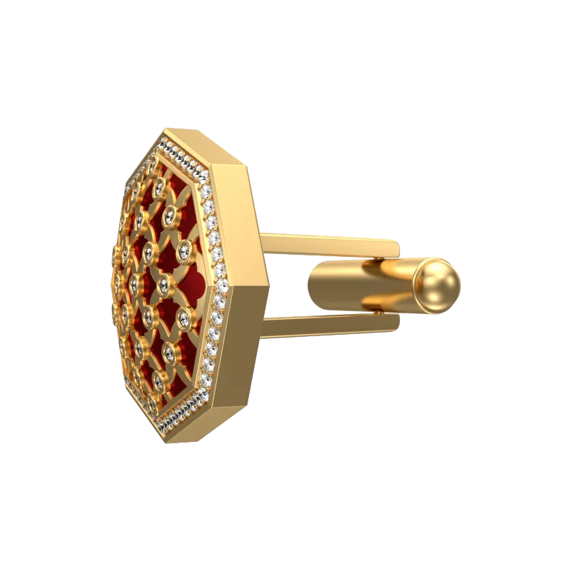 Enchanted Luxe, Classic Cufflink Set with CZ Diamonds, 18kt Gold Plating and Enamel on Brass.