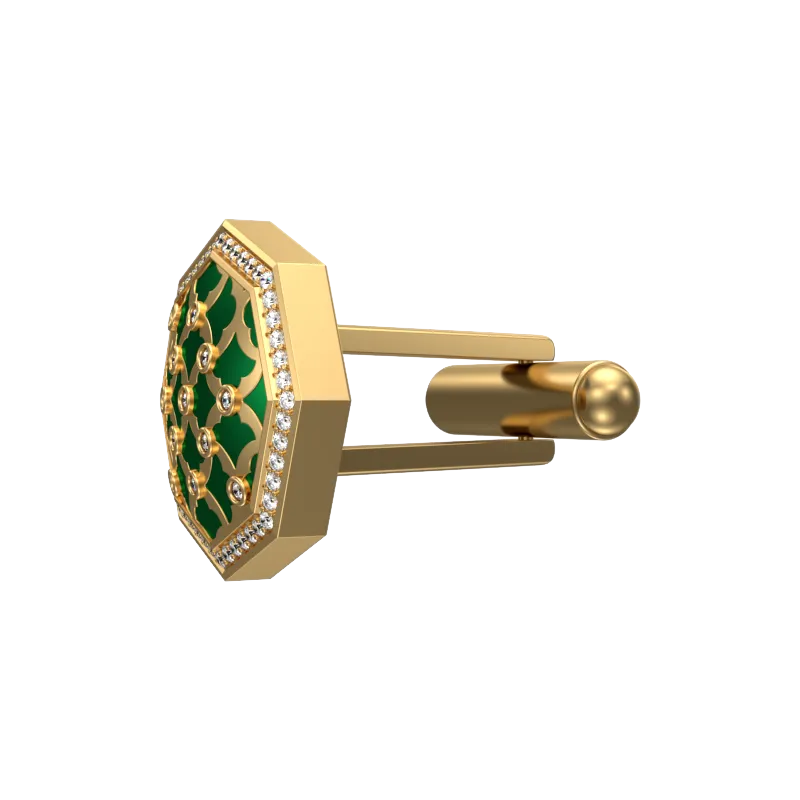 Enchanted Luxe, Classic Cufflink Set with CZ Diamonds, 18kt Gold Plating and Enamel on Brass.