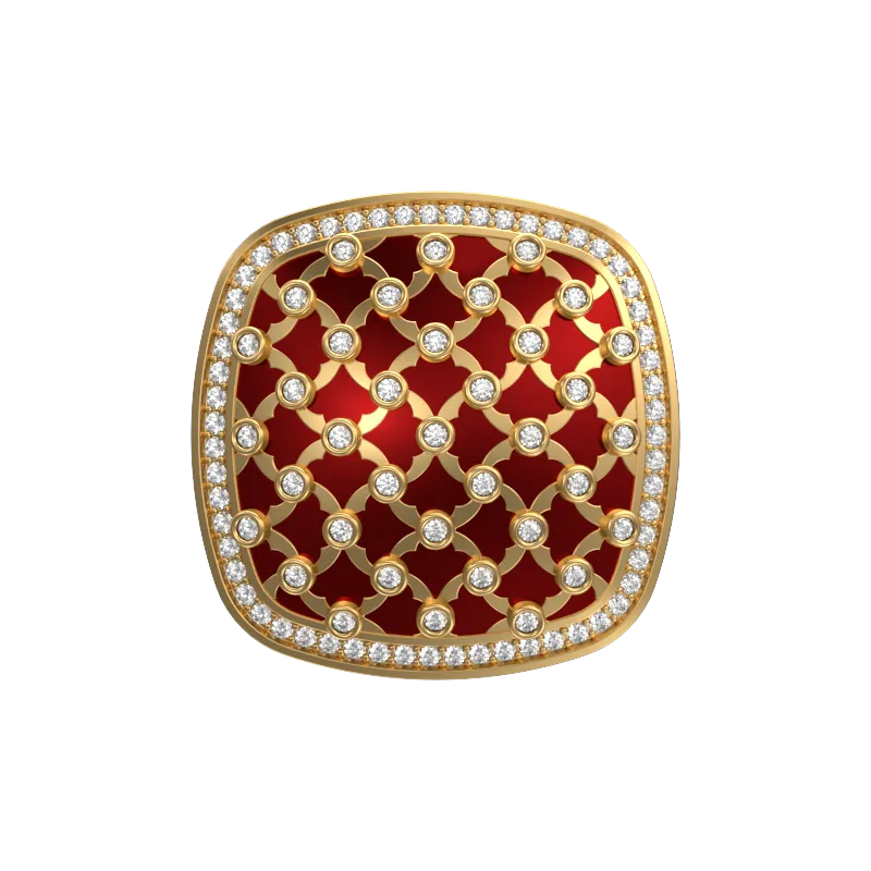Enchanted Luxe, Classic Cufflink Set with CZ Diamonds, 18kt Gold Plating and Enamel on Brass.