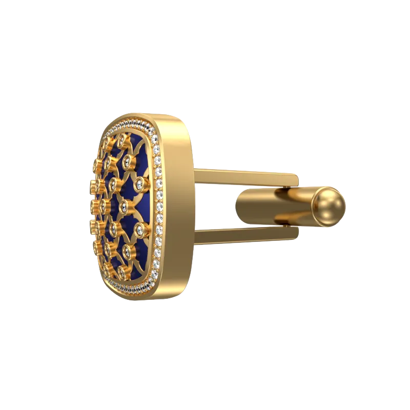 Enchanted Luxe, Classic Cufflink Set with CZ Diamonds, 18kt Gold Plating and Enamel on Brass.
