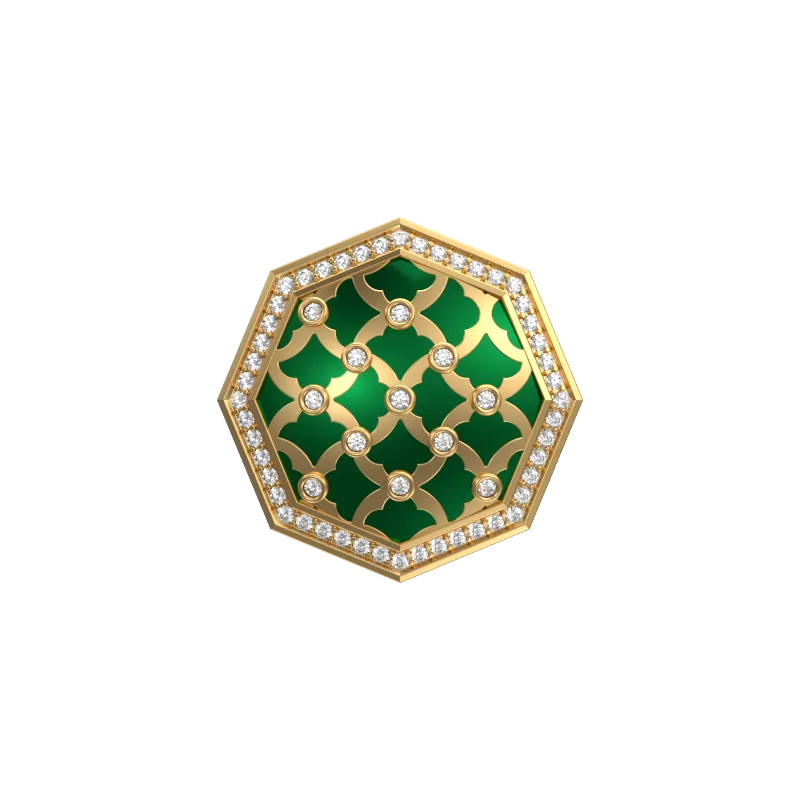 Enchanted Luxe, Classic Cufflink Set with CZ Diamonds, 18kt Gold Plating and Enamel on Brass.