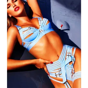 Exotic Costumes Women Strappy Sleepwear Sexy Lingerie Set with Garter Belt Porn Babydolls Bodysuits Sex Underwear Outfits Dress