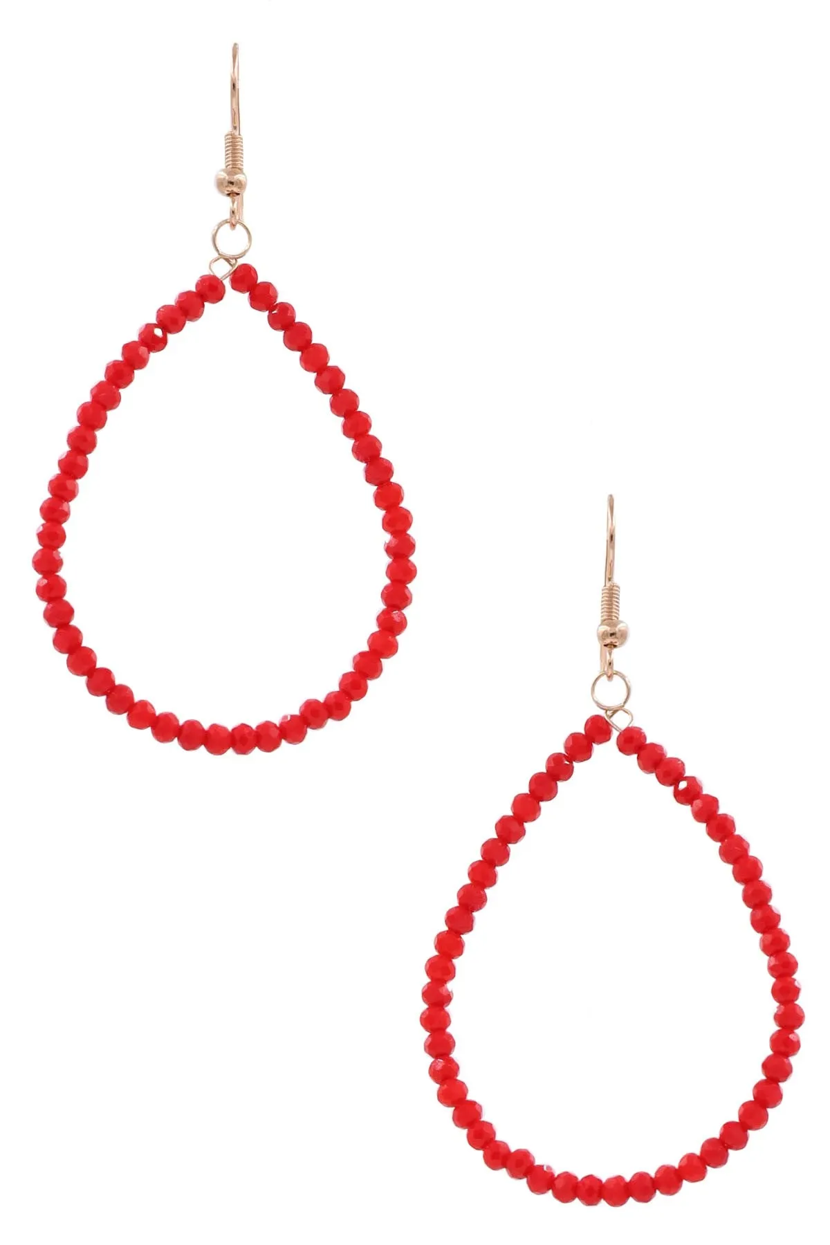 Faceted Bead Teardrop Earrings Red
