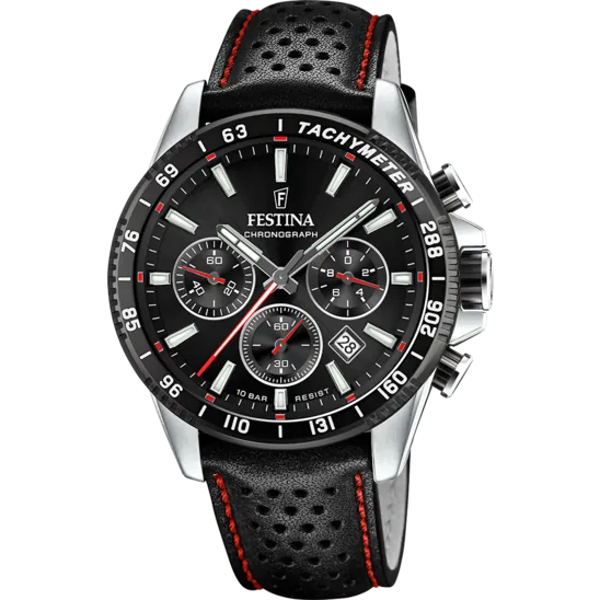 Festina Black Dial Black Leather Strap Men's Watch F20561/4