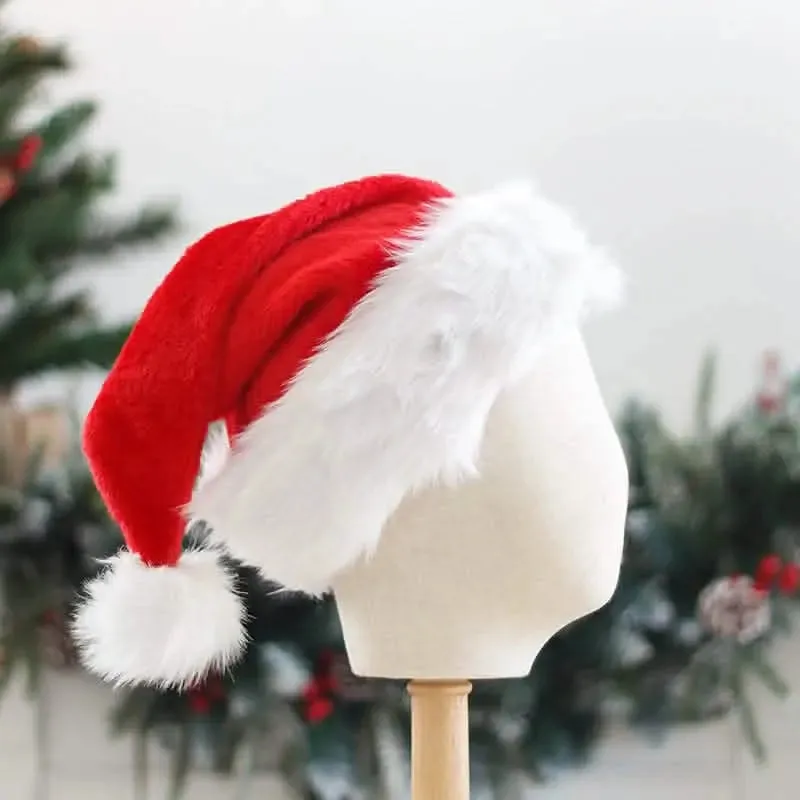 Festive Extra-Thick Plush Santa Hats for Merry Holiday Gatherings