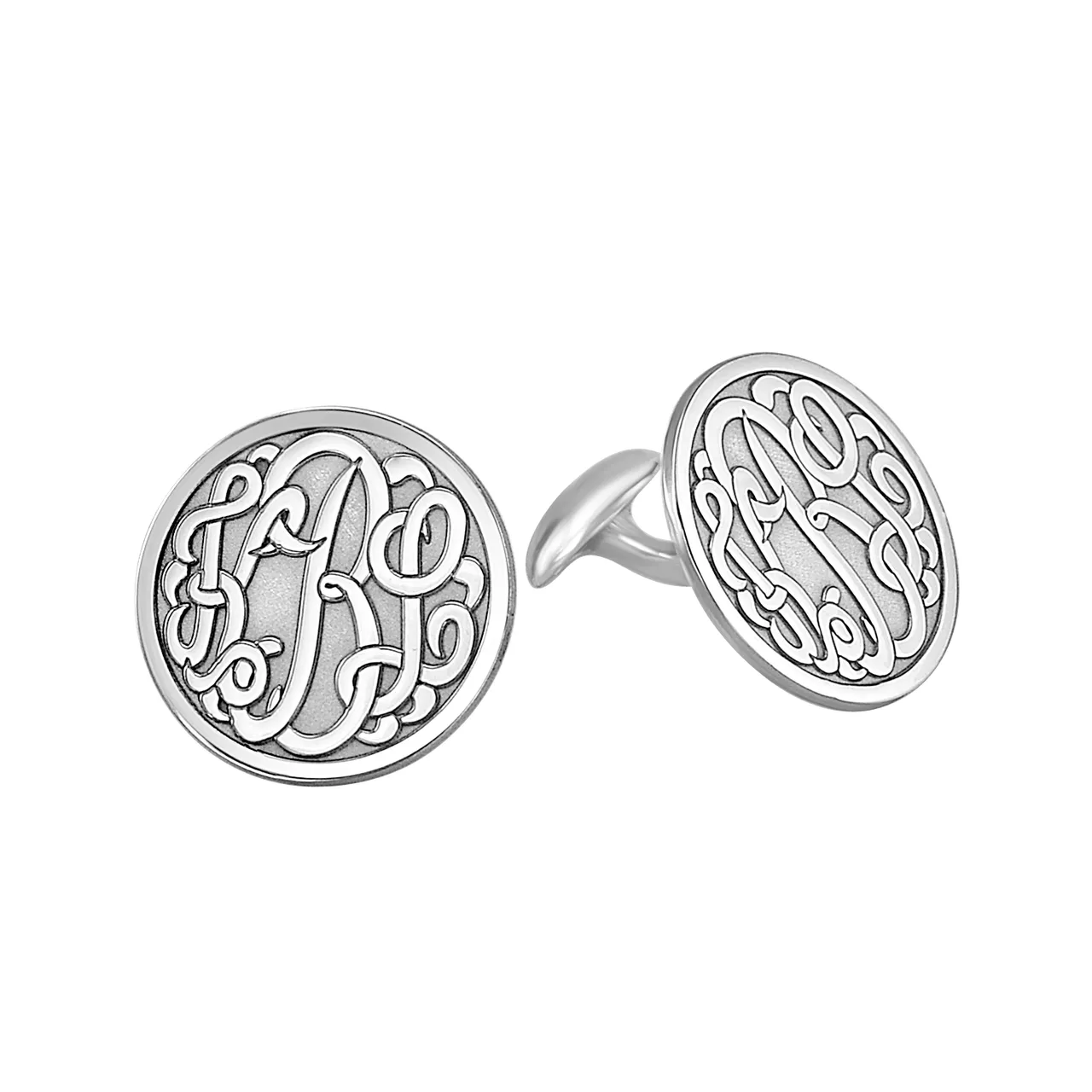 Fink's 18mm Classic Bordered Monogram Cufflinks