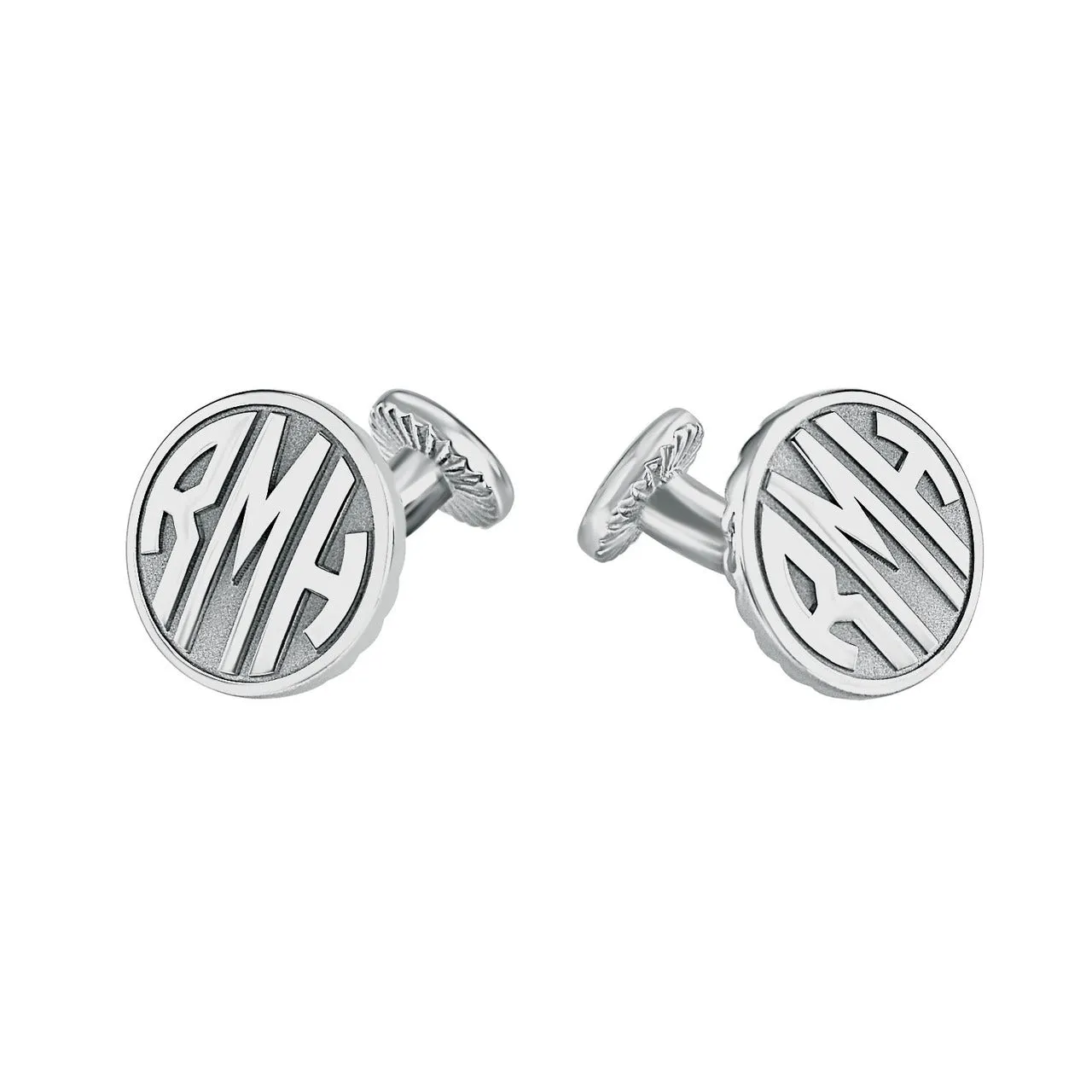 Fink's 18mm Round Original Recessed Monogram Cufflinks