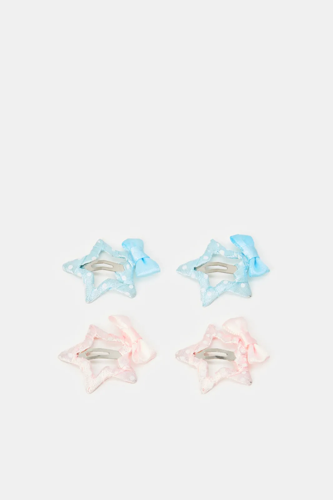 Girls Blue And Pink Embellished Hair Clip (4 Piece)