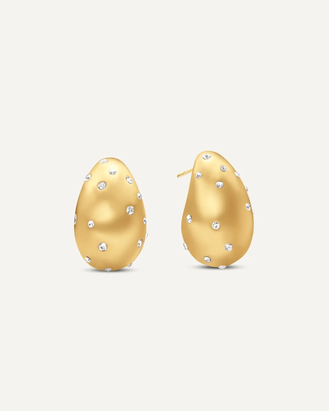 Gloria Dome Sparkle Earrings - Gold