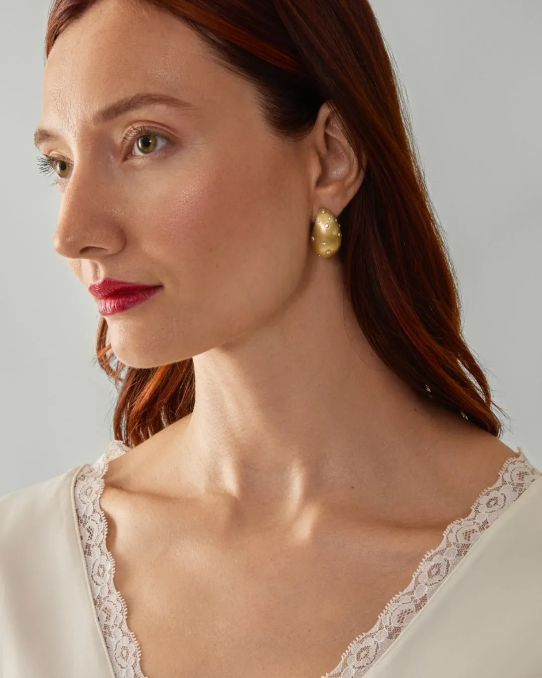 Gloria Dome Sparkle Earrings - Gold