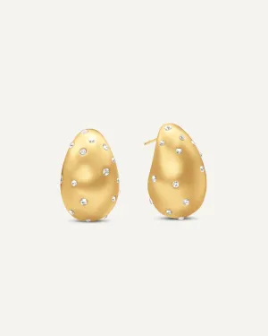 Gloria Dome Sparkle Earrings - Gold
