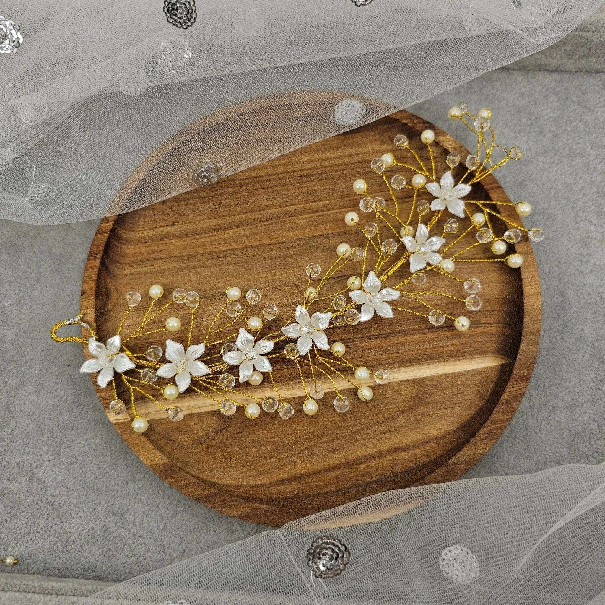 Gold Bridal Hairvine Hair Brooch Headpiece