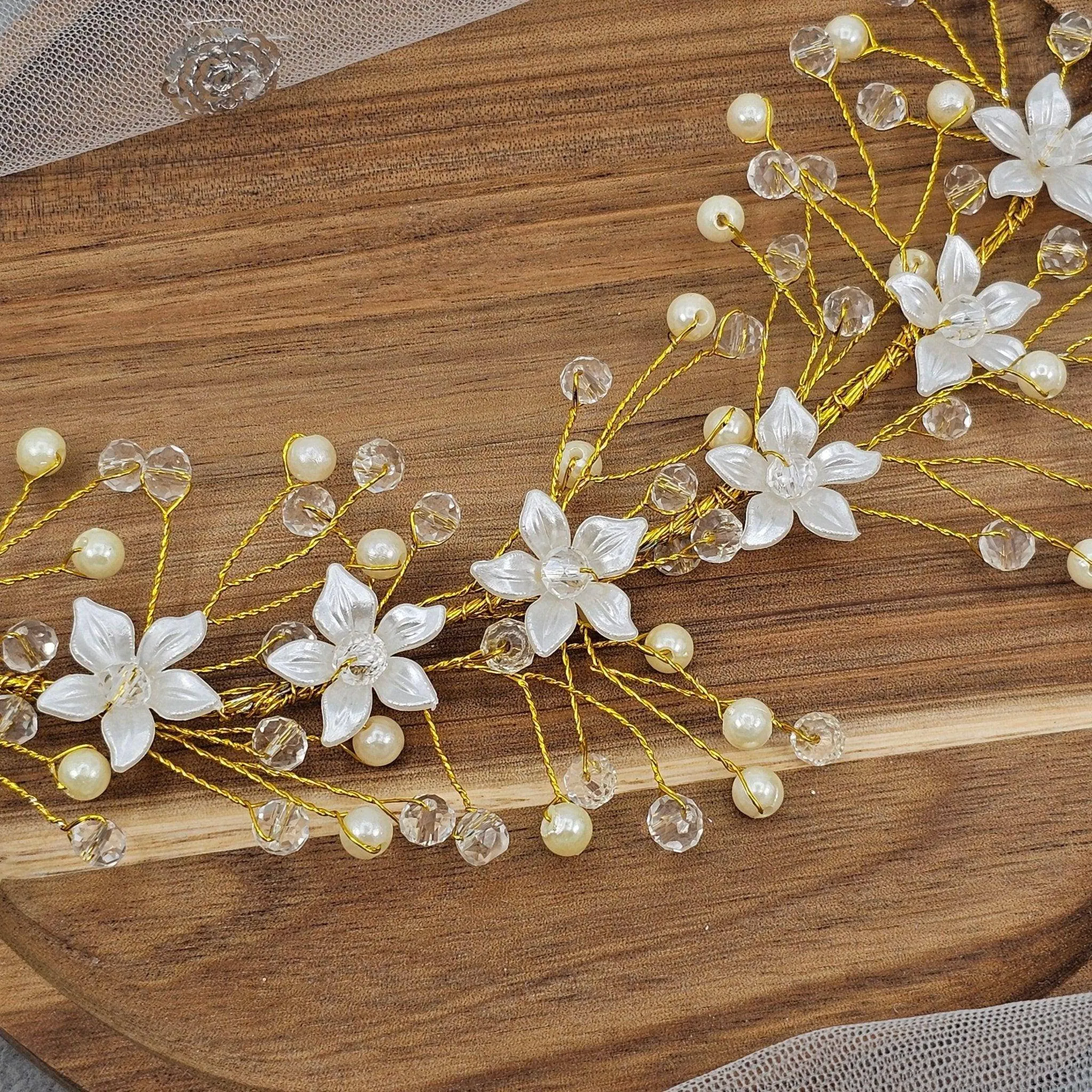 Gold Bridal Hairvine Hair Brooch Headpiece