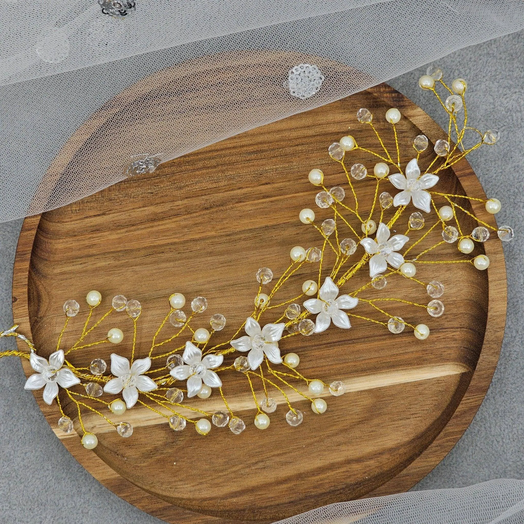 Gold Bridal Hairvine Hair Brooch Headpiece