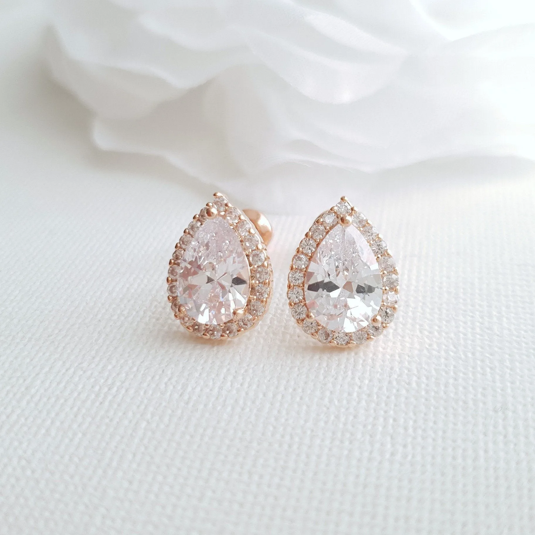 Gold Teardrop Stud Earrings- Emma