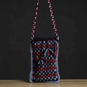 Handwoven Upcycled Cotton Sling Tablet Bag