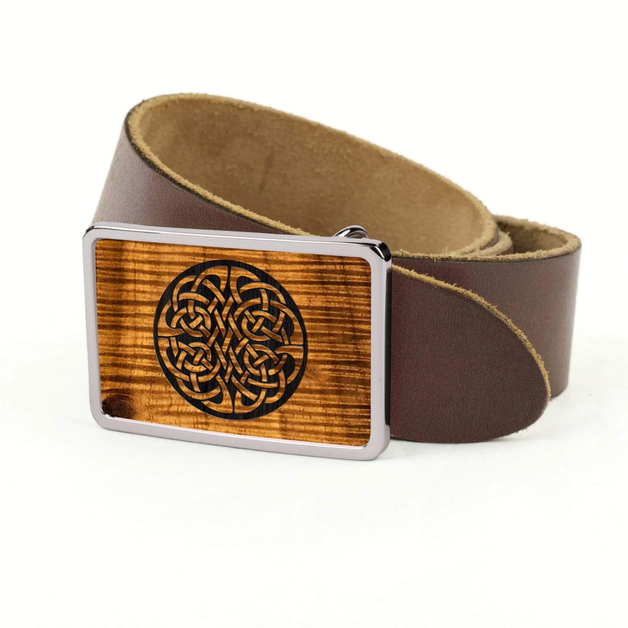 Hawaiian Koa & Celtic Knot Engraving Belt Buckle