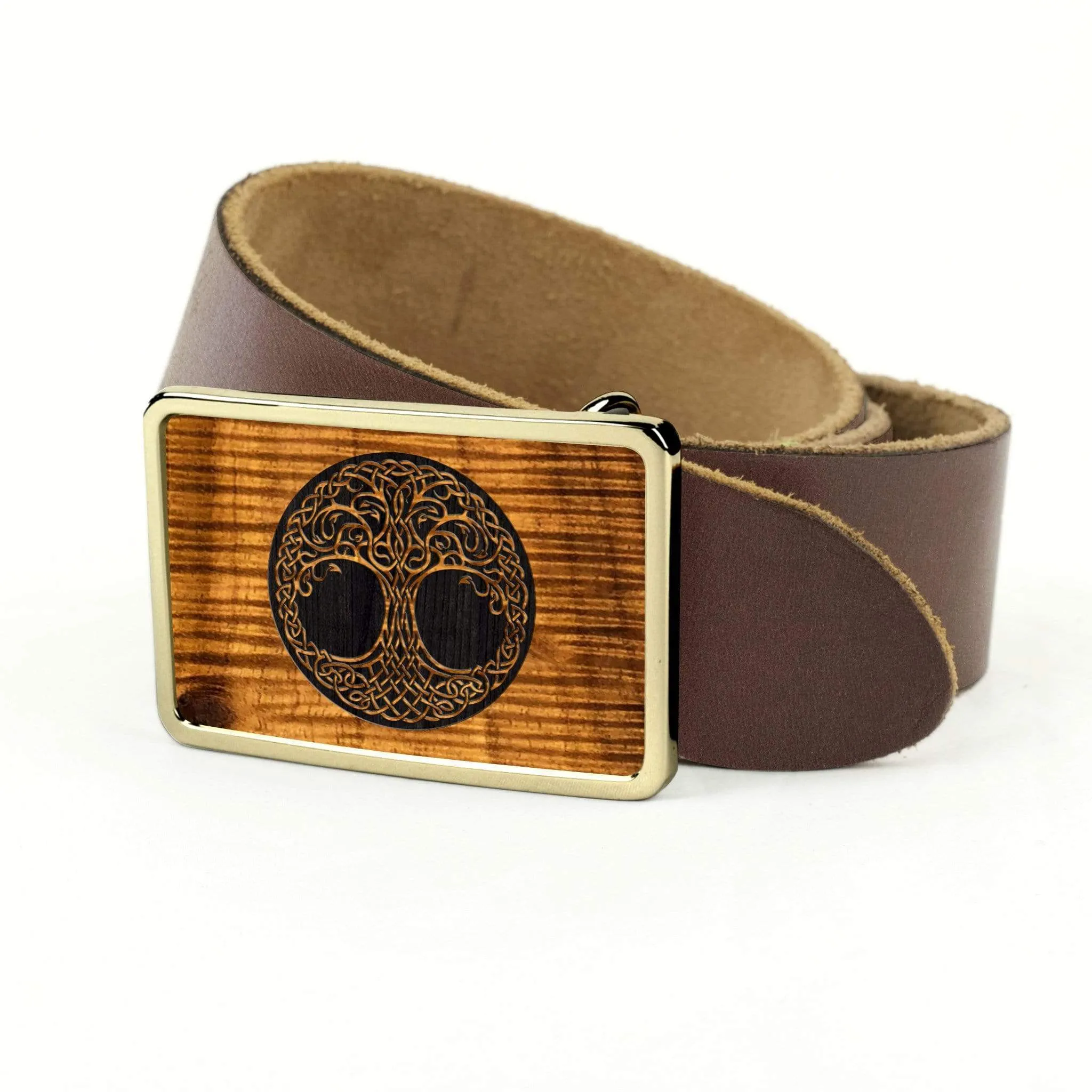 Hawaiian Koa & Tree Of Life Belt Buckle