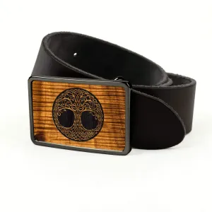 Hawaiian Koa & Tree Of Life Belt Buckle