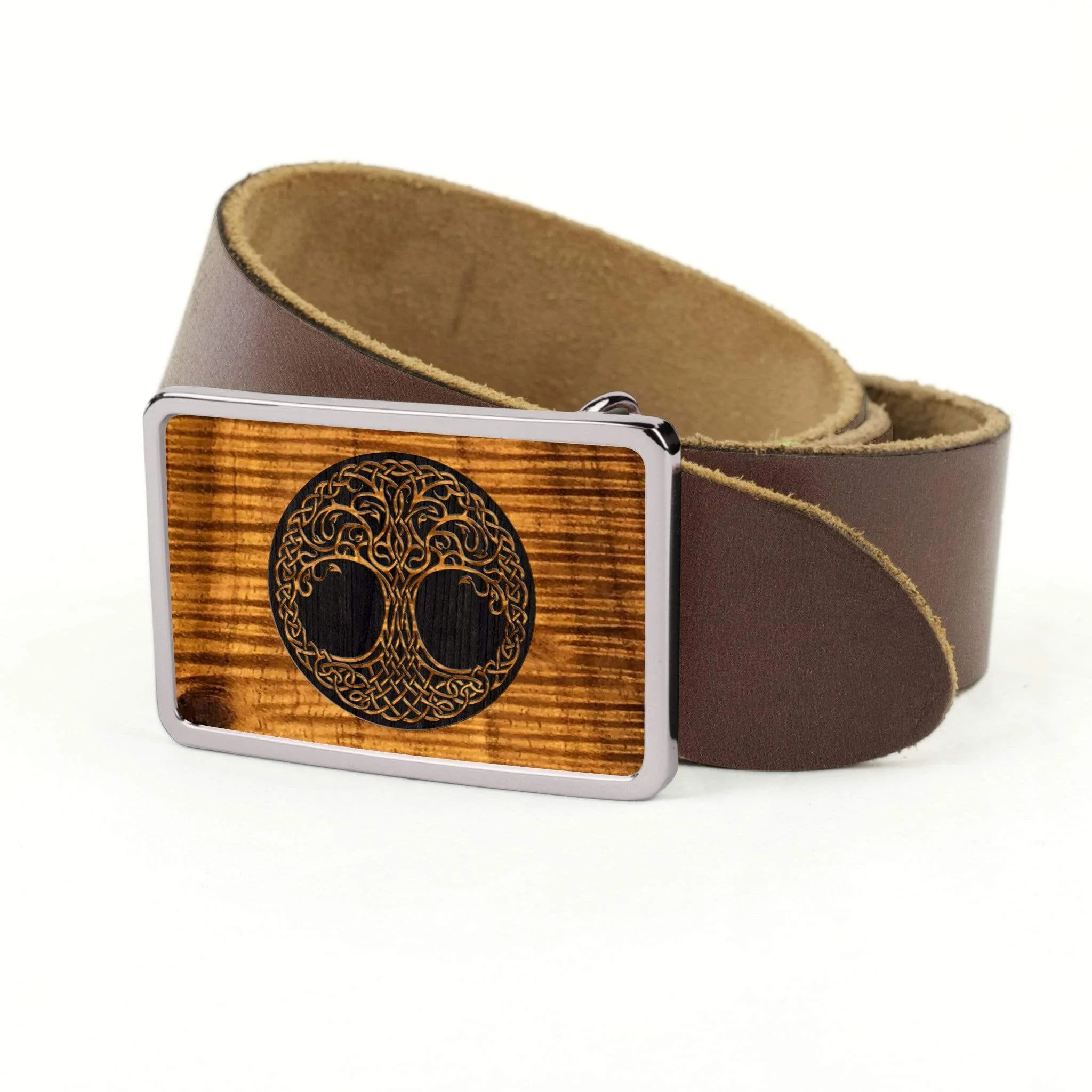 Hawaiian Koa & Tree Of Life Belt Buckle