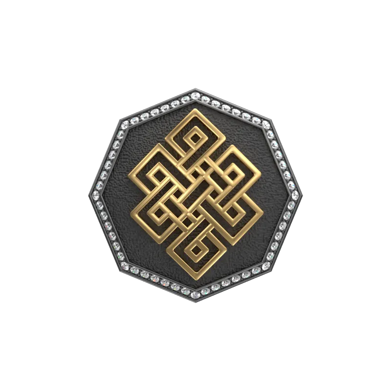 Infinity Luxe, Spiritual Cufflink Set with CZ Diamonds, 18kt Gold & Black Ruthenium Plating on Brass.