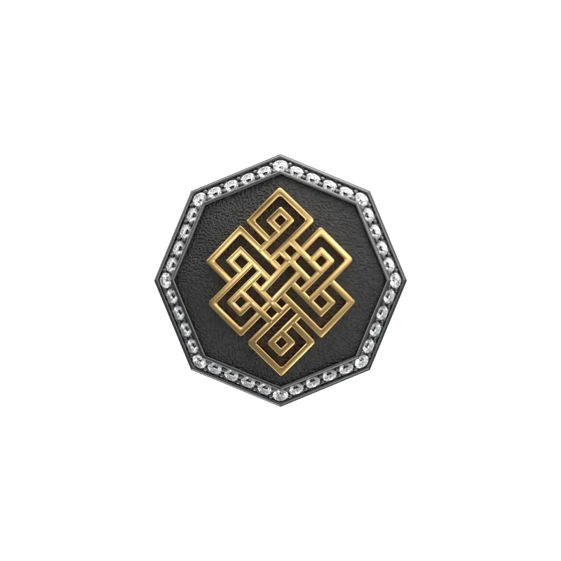 Infinity Luxe, Spiritual Cufflink Set with CZ Diamonds, 18kt Gold & Black Ruthenium Plating on Brass.