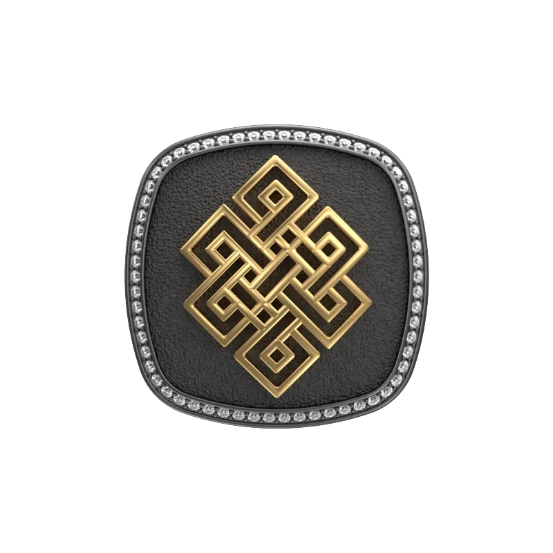 Infinity Luxe, Spiritual Cufflink Set with CZ Diamonds, 18kt Gold & Black Ruthenium Plating on Brass.