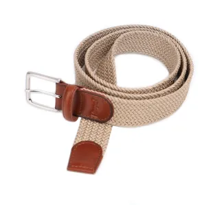 Khaki Solid Elastic Braided Belt