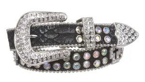 Kids 1" (25 mm) Western Cowgirl Rhinestone Cross Studded Skinny Belt