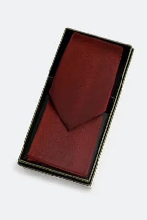 Maroon Tie With Pocket Square
