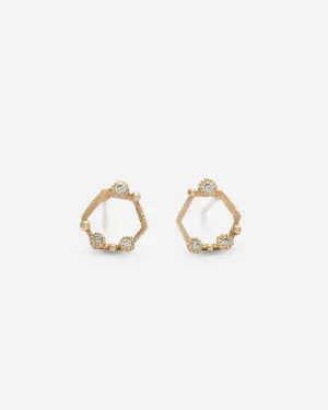 Melee 59 Hexagon / White Diamond Studs