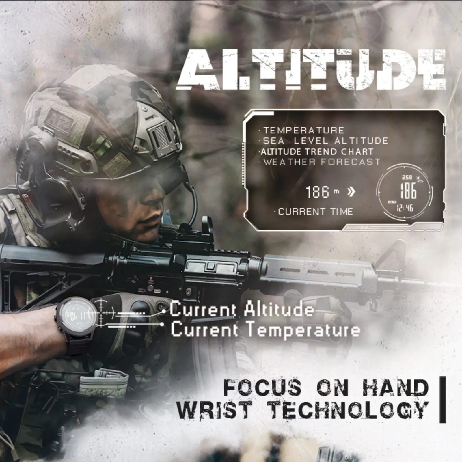 Military Watches with Compass for Men Tactical Watch Outdoor Sports Watches for Men Hiking Digital Wrist Watch with Barometer,Altimeter,Step Counter
