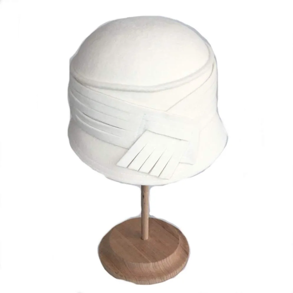 Modern fur felt velour cloche originally trimmed Fall winter hat