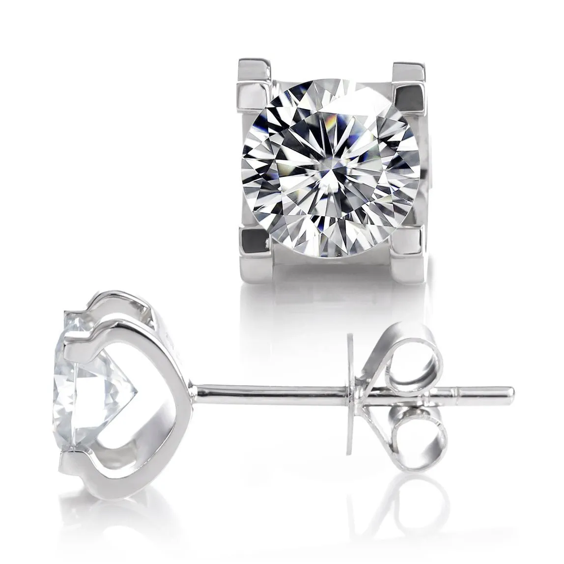 Moissanite Heart Stud Earrings