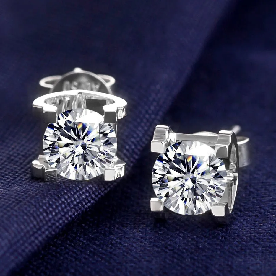 Moissanite Heart Stud Earrings