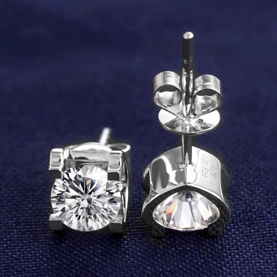 Moissanite Heart Stud Earrings